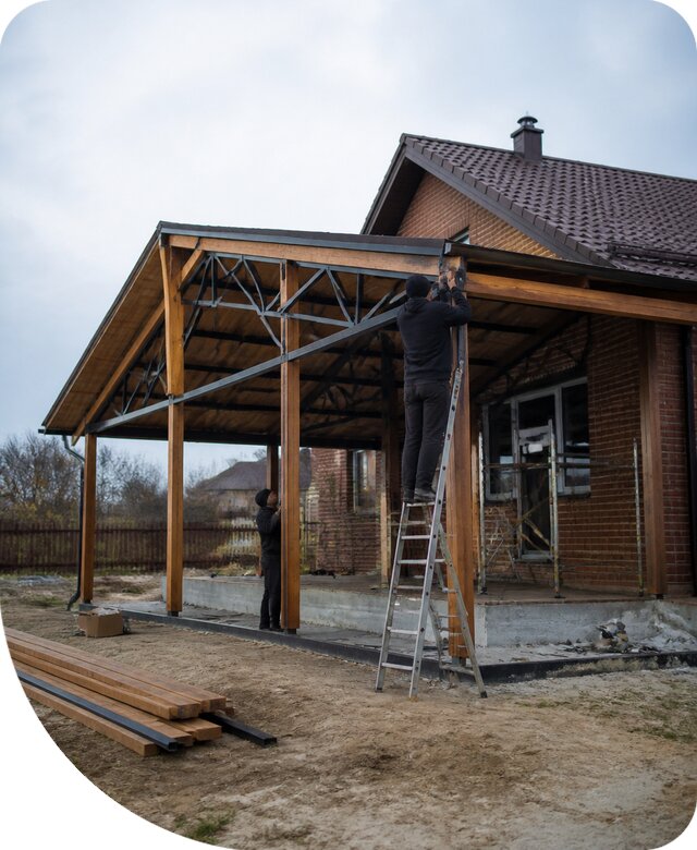 Пристройка навеса к дому и участку в Тейково под ключ